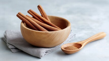 Mixing cinnamon spices in the kitchen
