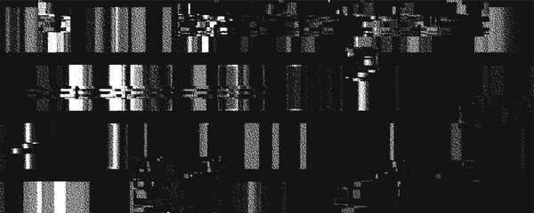 Glitch background. VHS grunge texture with noise effect and pixelation. Analog video digital errors. Retro pixel backdrop. Vector illustration.