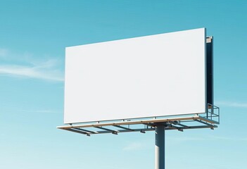 Obraz premium Clean, minimalist billboard on clear sky background, banner, media strategy