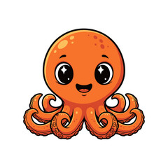 Cute Cartoon Octopus Illustration – Smiling Sea Creature Kids Vector Art