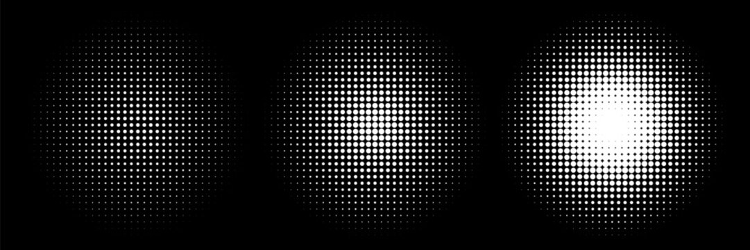 black white circular halftone dot pattern. Vector eps 10