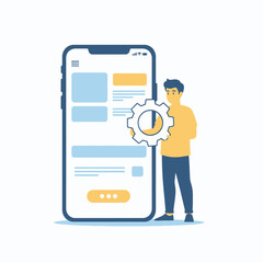 Mobile App User Profile Settings Illustration &ndash; Smartphone Interface UI Vector