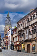 Obraz premium Street in Dinan downtown, France