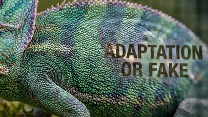 Chameleon with Adaptation or Fake Text Overlay.