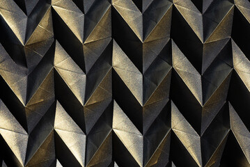 Folded spray painted colorful paper art, Japanese origami background texture, abstract geometric pattern artwork