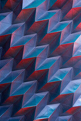 Folded spray painted colorful paper art, Japanese origami background texture, abstract geometric pattern artwork