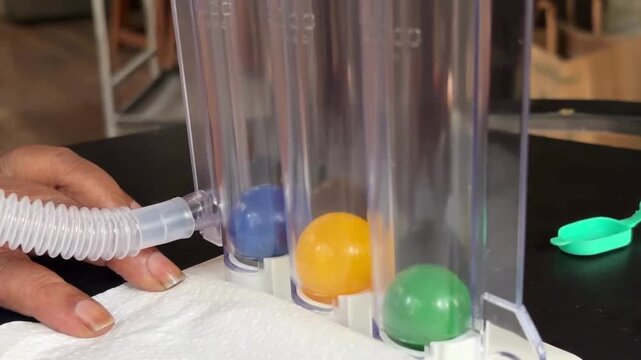 A respirometer being used