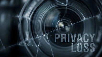 Cracked Camera Lens with Privacy Loss Message.