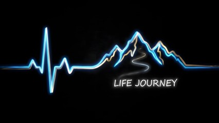 Heartbeat Mountain Landscape Life Journey Concept.