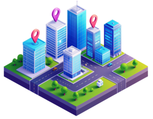 isometric view of a modern city