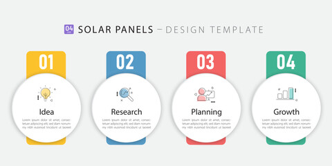 Business infographic template. 4 Step timeline journey. Process diagram, 4 options on white background, Infograph elements vector illustration.