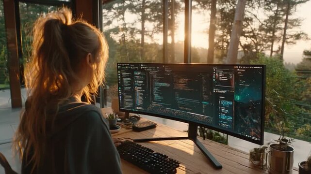 Beautiful Female Developer Coding Smart Contracts
