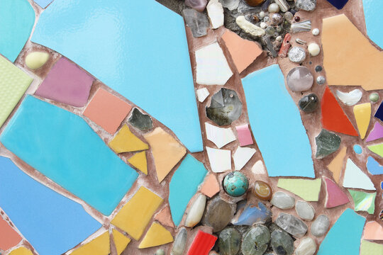 Multicolored broken mosaic tile abstract pattern background