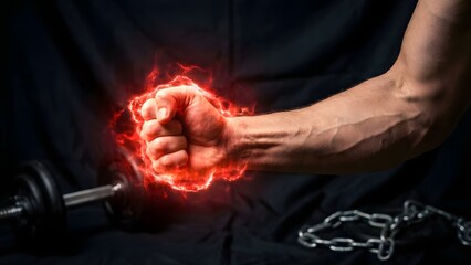 Fiery Fist Breaking Free from Chains.