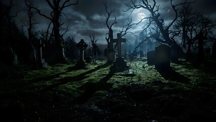 Dark Forest with Twisted Trees at Night.