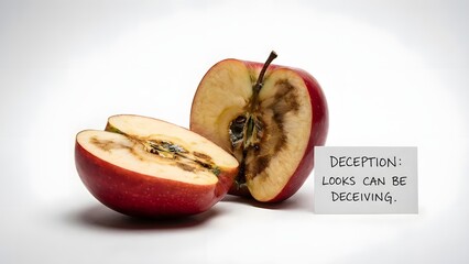 Deceptive Apple with Rotten Interior Shown.