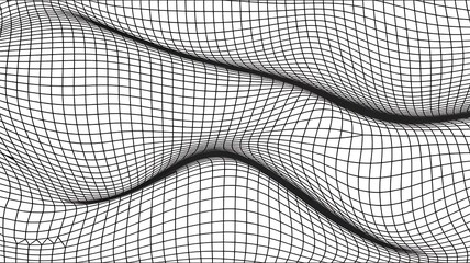 Dynamic wireframe mesh pattern with wavy lines and grid texture