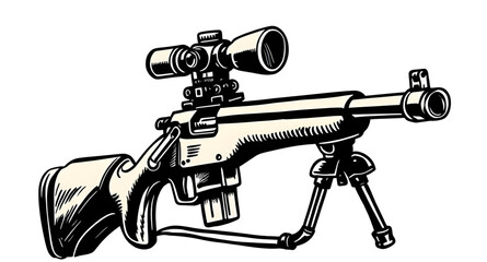 sniper rifle vector drawing, sniper rifle firearm illustration vector, sniper rifle silhouette weapon vector, sniper rifle tactical gun illustration, sniper rifle modern rifle vector, sniper rifle mil