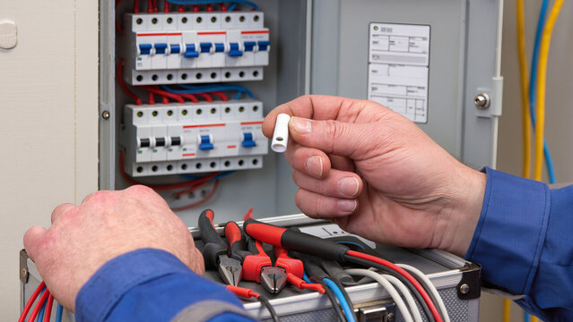 electrician repairing electrical panel
