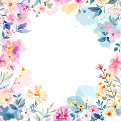 A vibrant floral frame with pink daisies and summer butterflies creates a decorative nature border in this spring vector illustration design for a birthday card