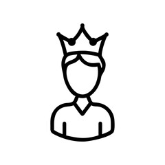 Obraz premium A person head on crown icon bold outline vector illustration design