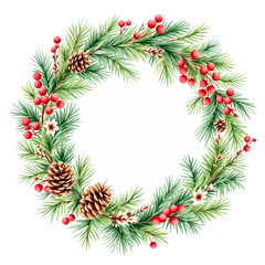 Charming winter wreath with natural greenery soft blossoms and bright festive accents