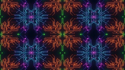 Vibrant Kaleidoscope Pattern with Neon Colors.