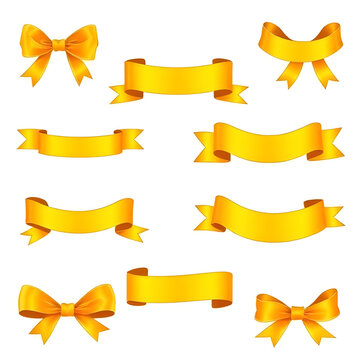 gold ribbon vector collection, golden ribbon banner set, elegant gold ribbon clipart, metallic gold ribbon illustration, luxury ribbon gold design, golden ribbon bow vector pack, decorative gold ribbo