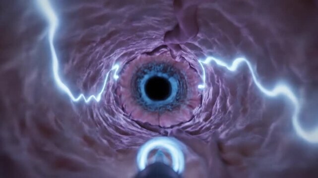 CGI Anatomical Animation Of Airway Blockage With Electric Visual Effects In Pink Hue And Deep Black Core An Explanatory Medical Visual Under