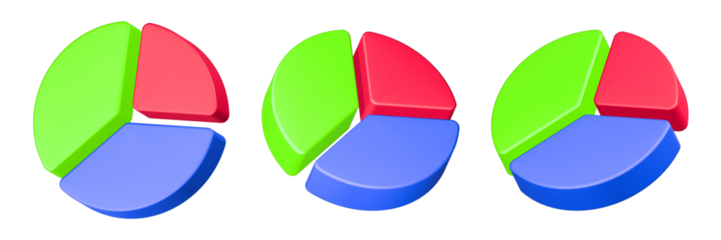 colorful pie chart 3d rendering icon