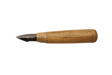 Ancient awl with wooden handle and stone tip