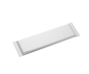 Blank white stick pack sachet isolated. Perfect mockup for sugar and coffee. 3d illustration