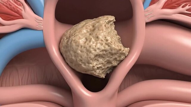CGI Anatomical View of a Blocked Airway with Food Bolus Illustrating Choking Hazard and Airway Obstruction Emergency Medical Visualization for