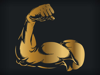 Silhouette Gold Arm Flexing Bodybuilding Pose