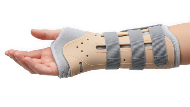Wrist brace for carpal tunnel syndrome or sprain support on transparent background