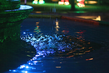 Colorful Christmas lights and decorations in park Dardin in Split, Croatia. December night in the park.