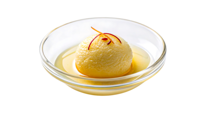 Indian rasgulla sweet dessert in syrup isolated on white background
