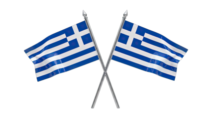 Greek Flags Crossed on White Background