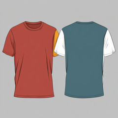 T-Shirt Flat Vector Template Front and Back View
