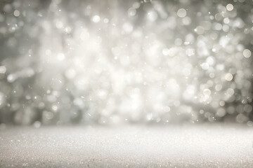 Shiny silver lights Christmas background with free copy space 