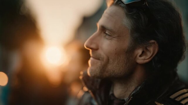 Handsome Male Pilot Discusses Interstellar Travel Training