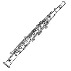 Obraz premium Classical elegance: Monochrome woodwind artistry | Clean, isolated vector art for creative projects.