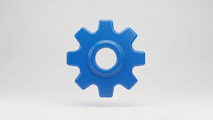 a blue plastic gear wheel on a white background