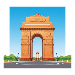 Fototapeta premium India Gate monument in New Delhi a famous landmark illustration vector graphic for travel and tourism