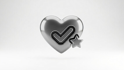 a silver heart with the letter v on it