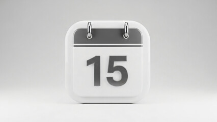 a white calendar with the number 15 on it