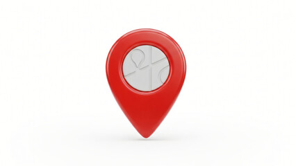 a red pin with a white heart on it