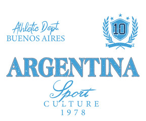 Fototapeta premium Football artwork for t shirt, posters, stickers, background and others. Argentina football culture logo design. Argentina team logo t shirt design.