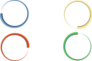 Colorful Gradient Circular Ring Set Isolated on White Background