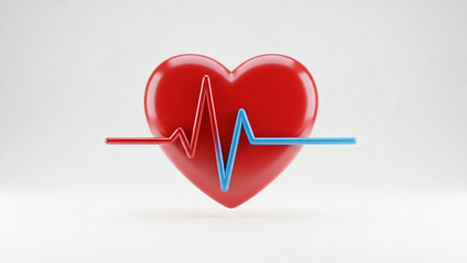 a red heart with a blue line on it